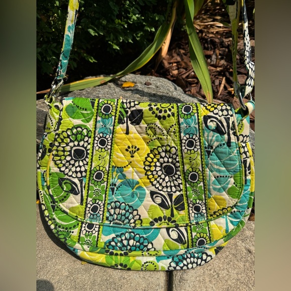 Vera Bradley Handbags - Vera Bradley Green and Blue Floral Crossbody Bag